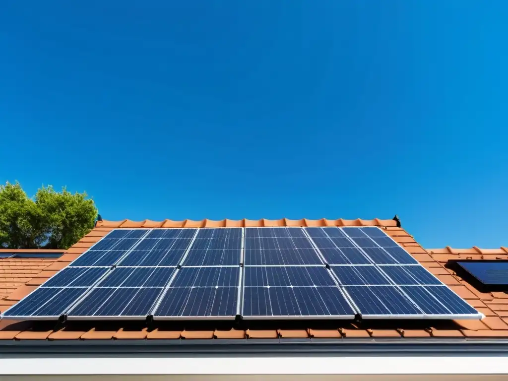 Instalación de paneles solares en el techo de una casa moderna y ecológica