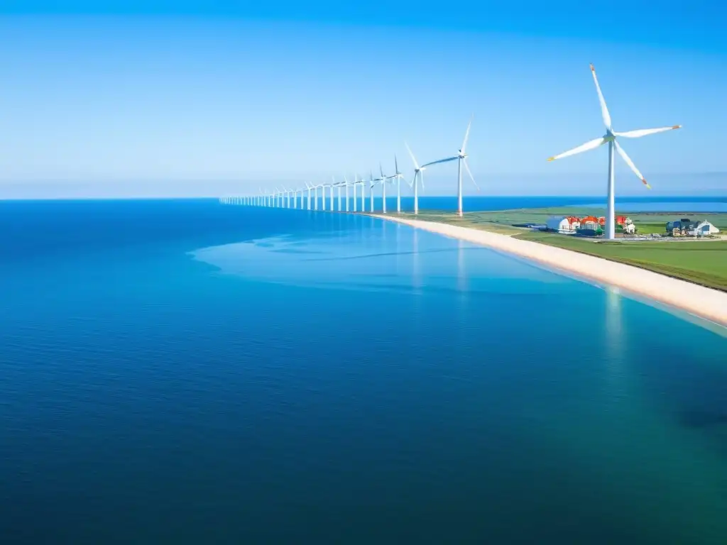 Integración eólica offshore comunidades costeras: Moderno parque eólico marino en armonía con la belleza natural de la costa