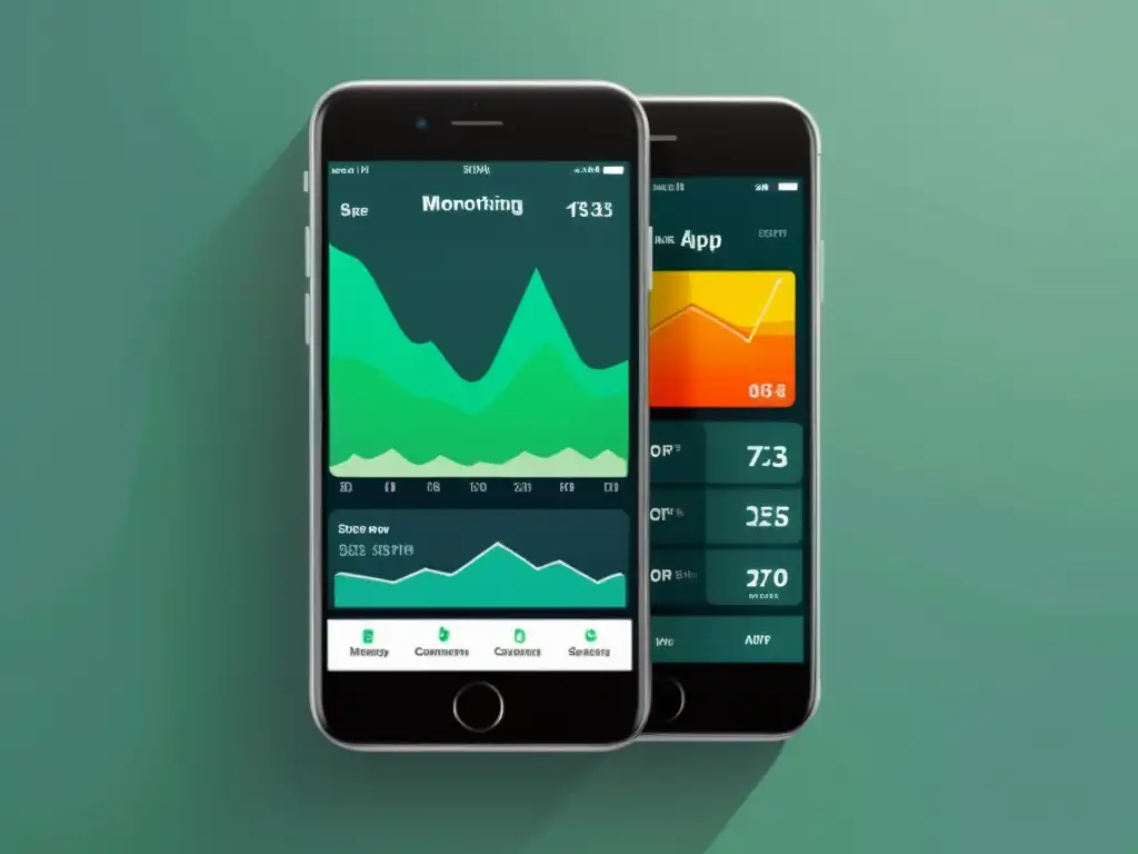 Interfaz de app para monitoreo de consumo energético en smartphone, minimalista y profesional