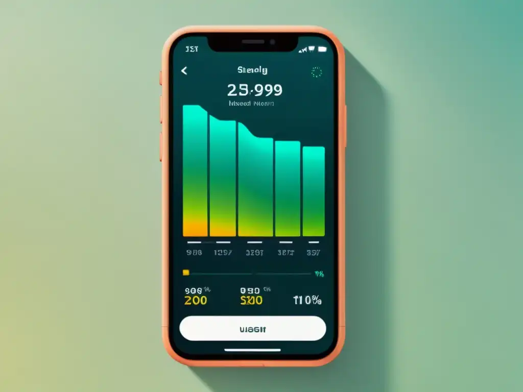 Interfaz elegante de app para monitoreo de consumo energético en smartphone, con diseño intuitivo y armonía en el espacio