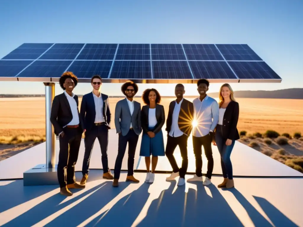 Jóvenes construyen futuro sostenible alrededor de paneles solares