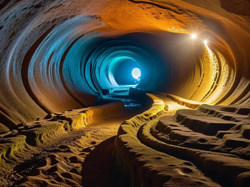 Laberinto subterráneo iluminado por energía geotérmica