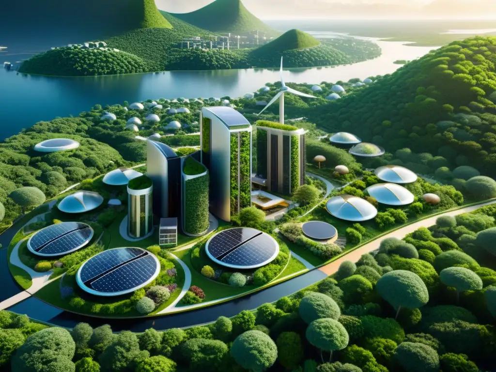 Una microciudad futurista sostenible integrada en un paisaje biodiverso