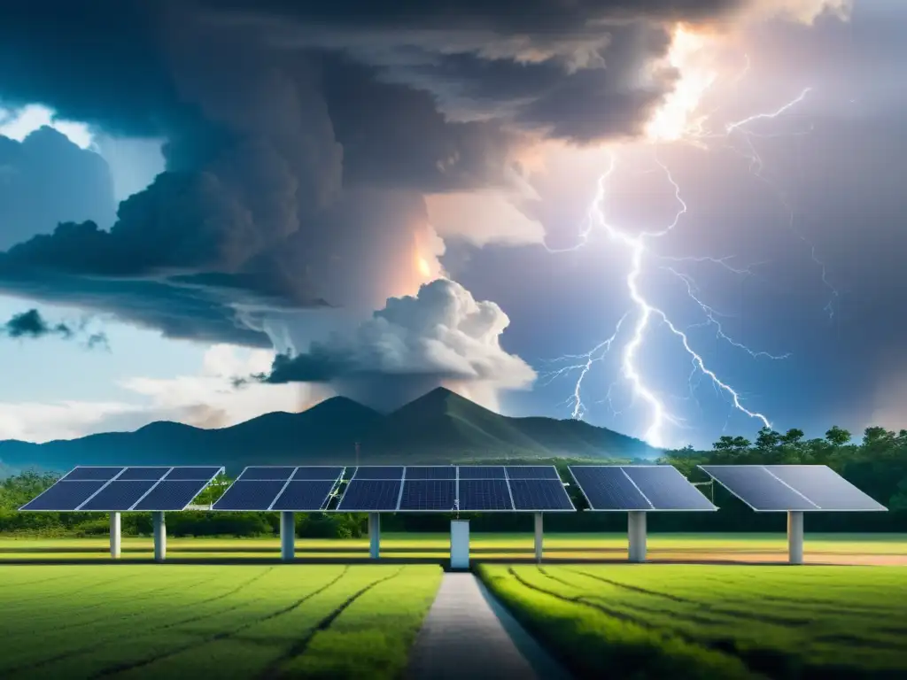 Un microgrid en plena operación en medio de un desastre natural, mostrando resiliencia