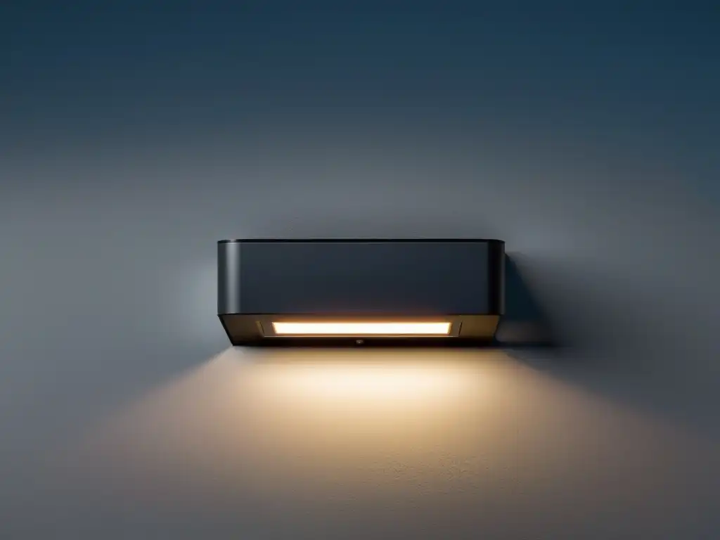 Moderna iluminación eficiente con fotocélulas y relés crepusculares, integrando tecnología y naturaleza en un diseño minimalista