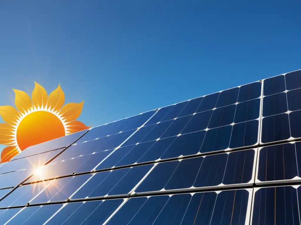 Instalación moderna de paneles solares con energías renovables y reducción de huella de carbono