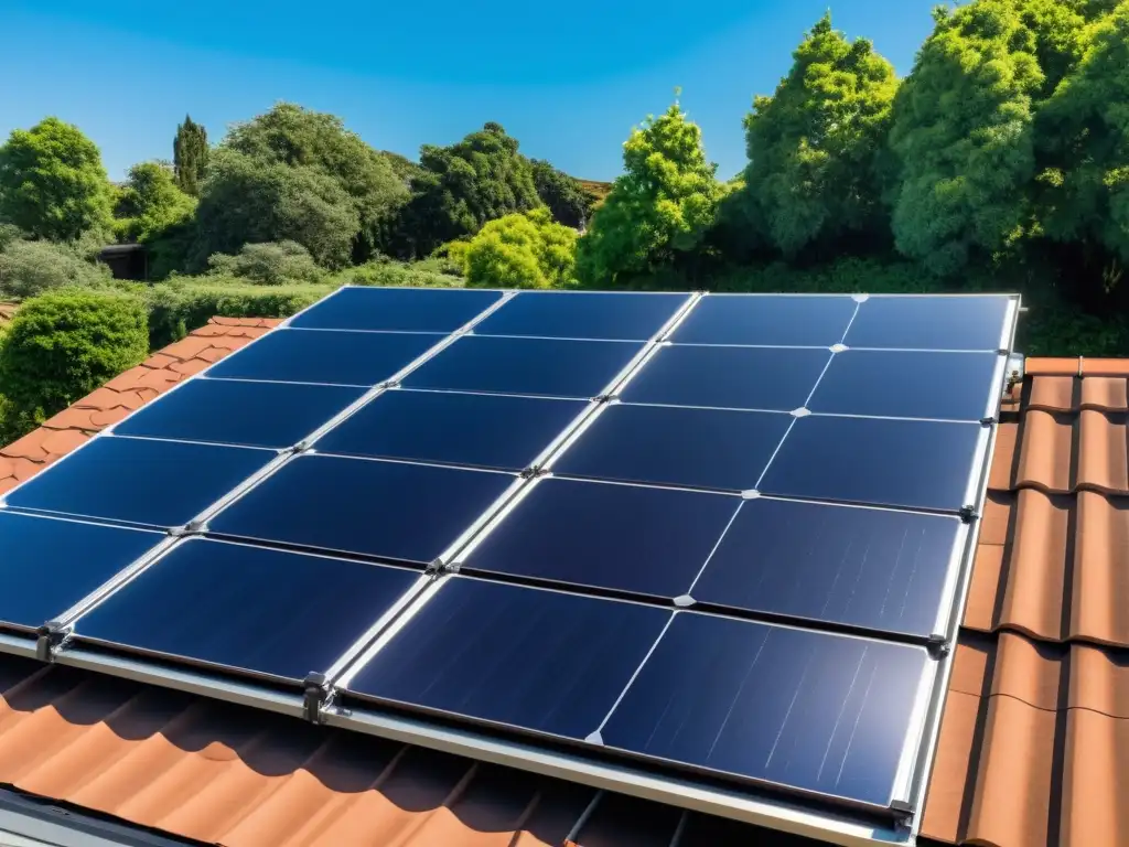 Instalación moderna de paneles solares en un hogar, integrando la energía solar de forma armoniosa