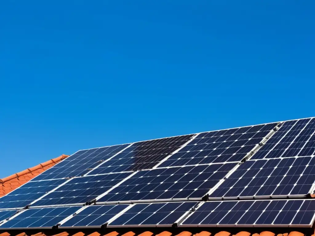 Instalación moderna de paneles solares en tejado, captando la luz del sol