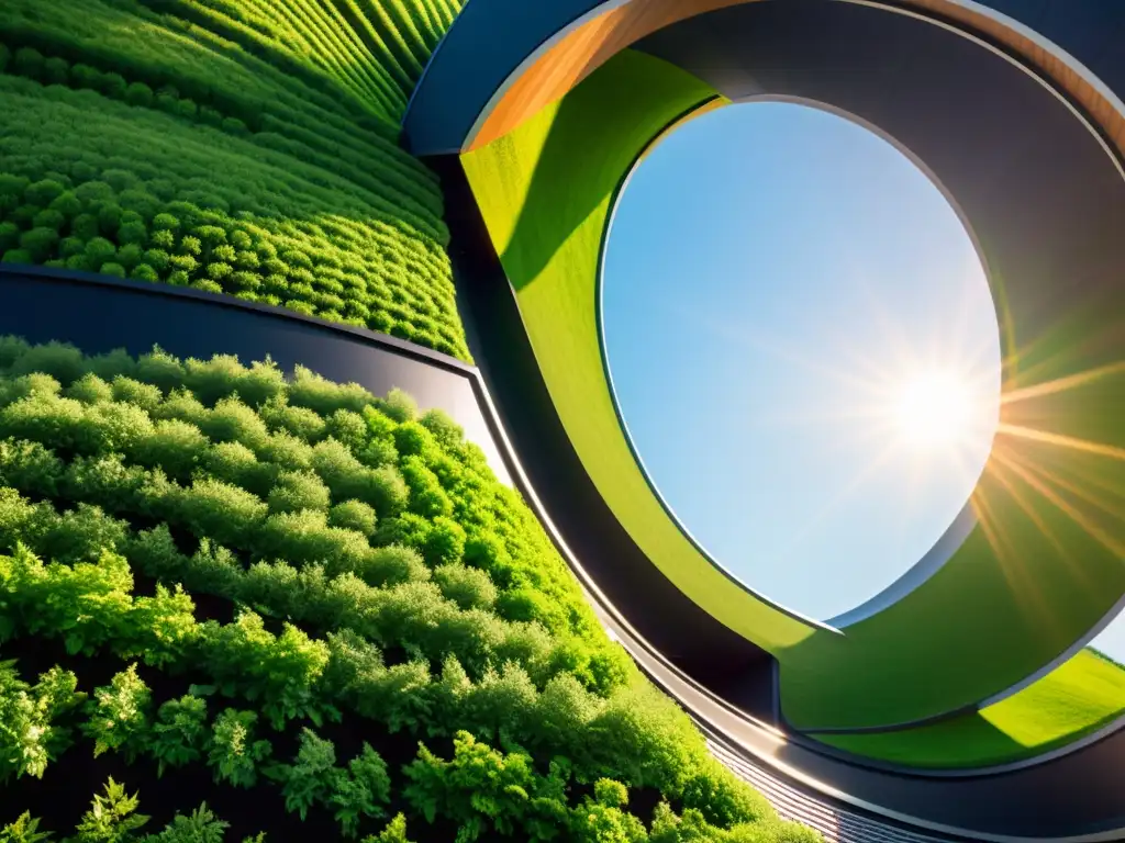 Planta de bioenergía moderna en armonía con la naturaleza Una moderna planta de bioenergía integrada en la naturaleza, reflejando la importancia de legislaciones bioenergía sostenible hogar