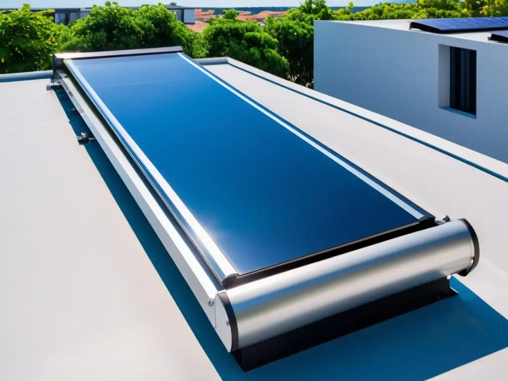 Un moderno sistema de calentador de agua solar en un elegante edificio residencial