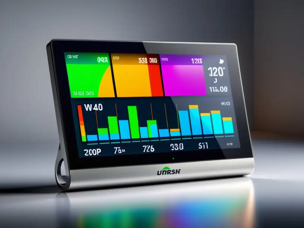 Un monitor de energía moderno muestra gráficos vibrantes de consumo eléctrico