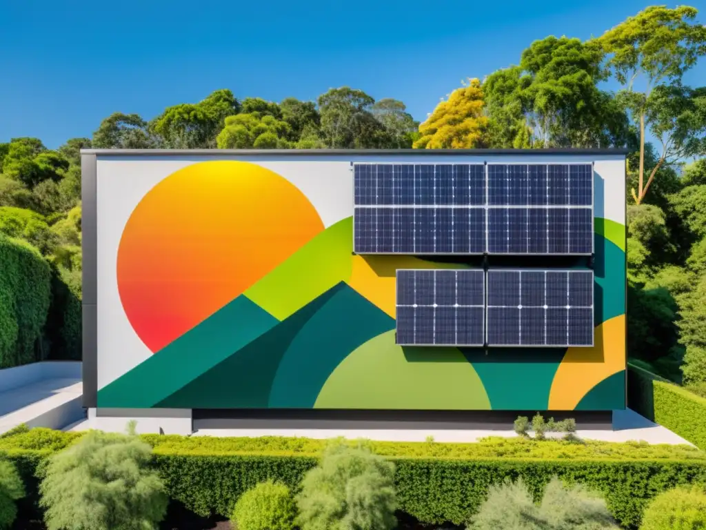 Un mural solar vibrante y minimalista que fusiona arte y tecnología sostenible