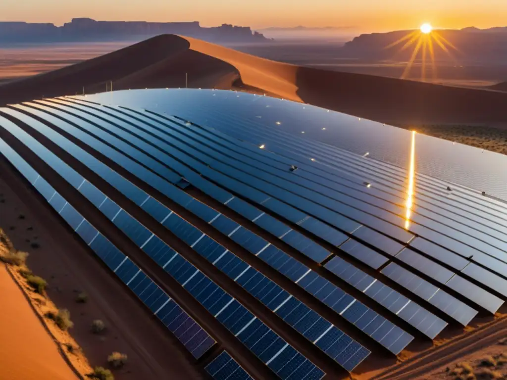 Un paisaje desértico con paneles solares en perfecta armonía