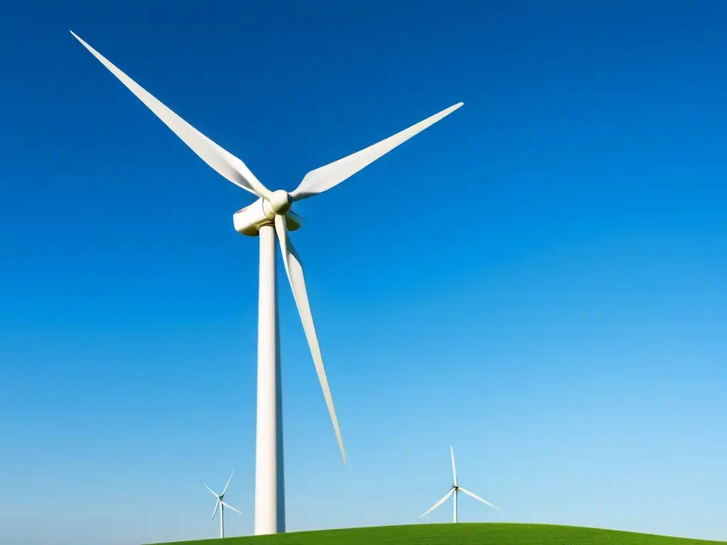 Un paisaje rural sereno con un moderno molino de viento capturando la energía eólica