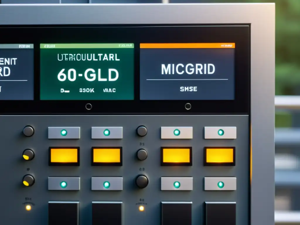 Panel de control de microred moderno y detallado, con diseño minimalista y tecnología avanzada para la gestión eficiente de energía