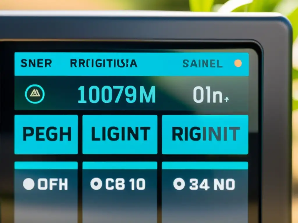 Un panel de control de sistema de riego automático eficiente, con diseño minimalista y tecnología avanzada, iluminado suavemente