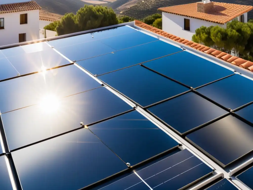 Un panel solar moderno y eficiente en el tejado de una casa española