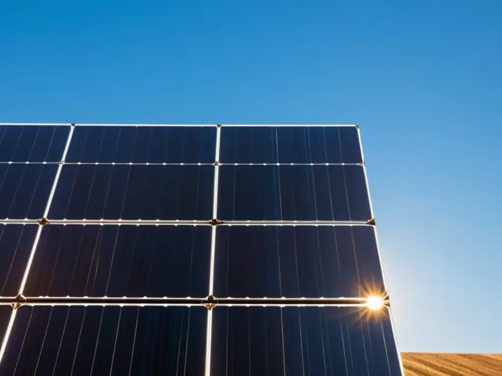 Un panel solar sostenible brilla bajo el sol, transmitiendo eficiencia y armonía con la naturaleza