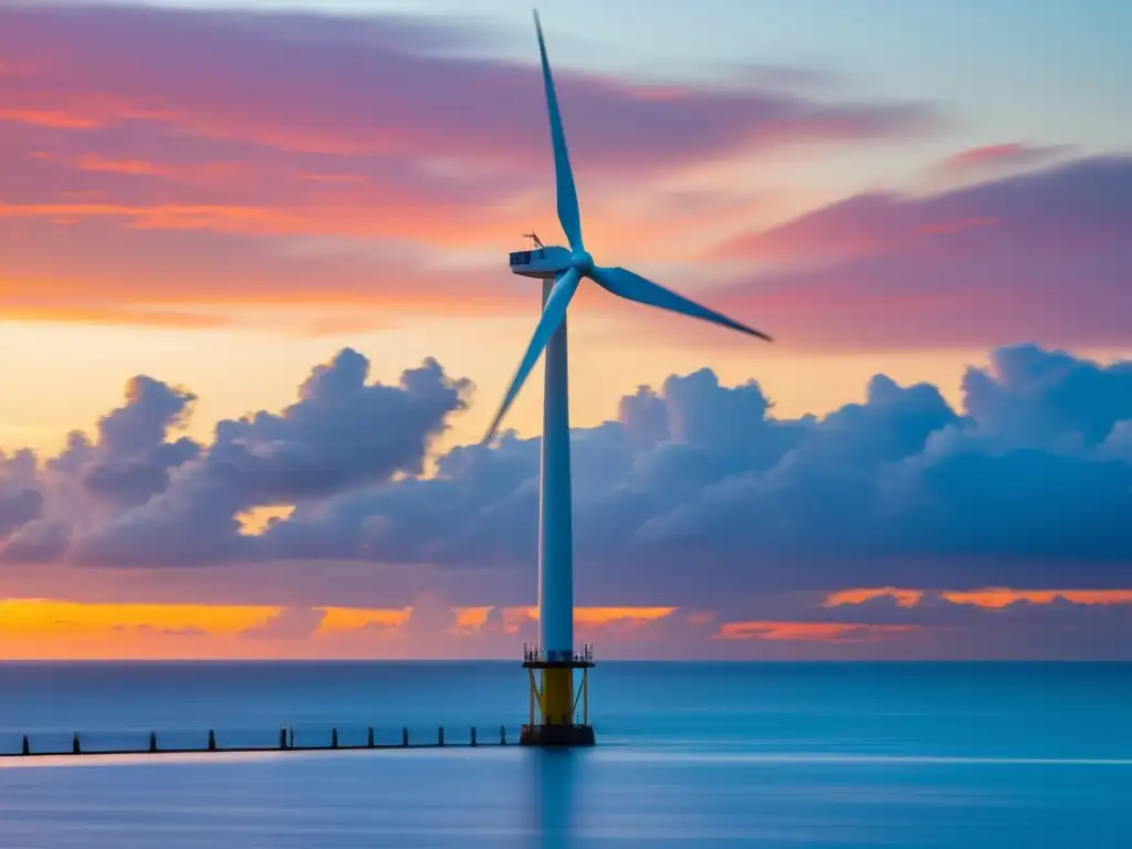 Un parque eólico en armonía con la naturaleza al atardecer