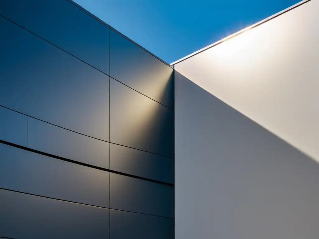 Pintura fotovoltaica para exteriores sostenibles: moderna pared exterior con integración de tecnología solar y diseño innovador