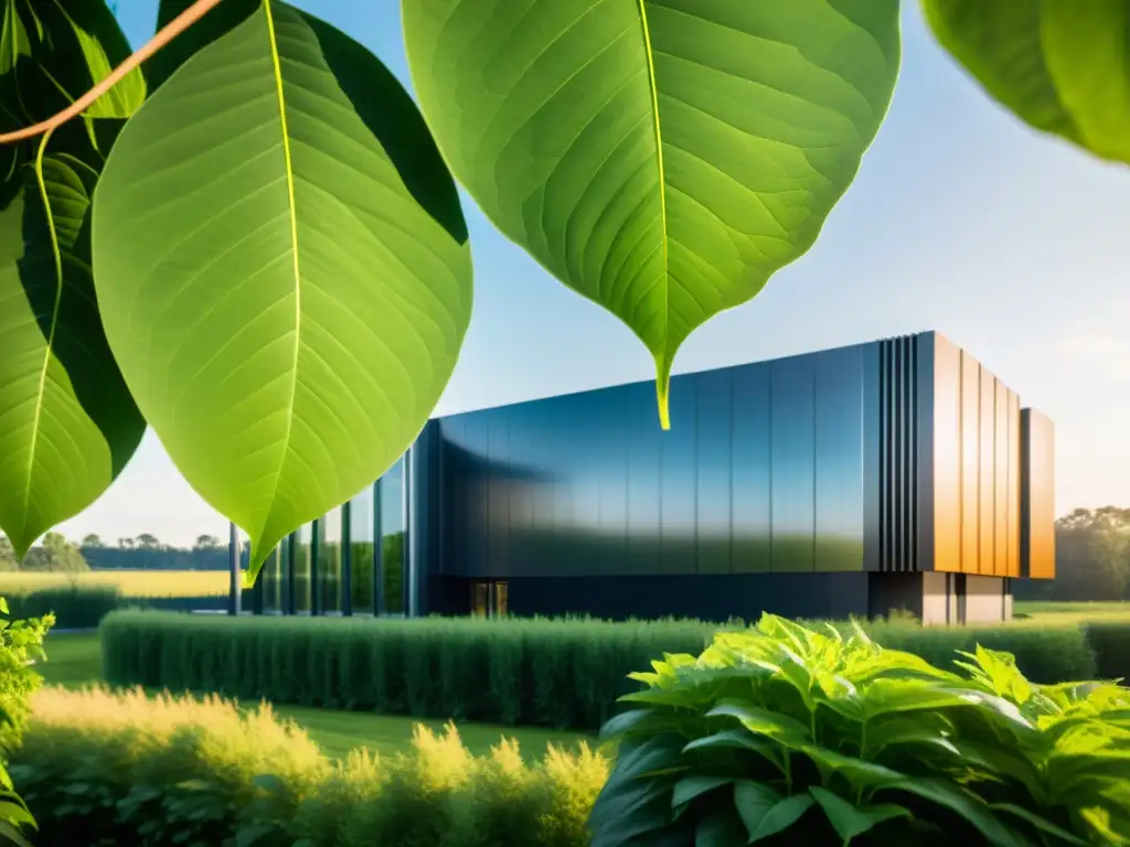 Planta bioenergética moderna en armonía con la naturaleza Una planta de bioenergía moderna y elegante, integrada armoniosamente en un entorno natural