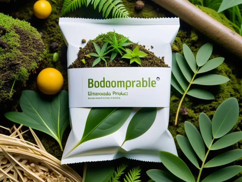 Producto biodegradable en descomposición, revelando la verdad sobre su impacto ambiental y sostenibilidad, en armonía con la naturaleza