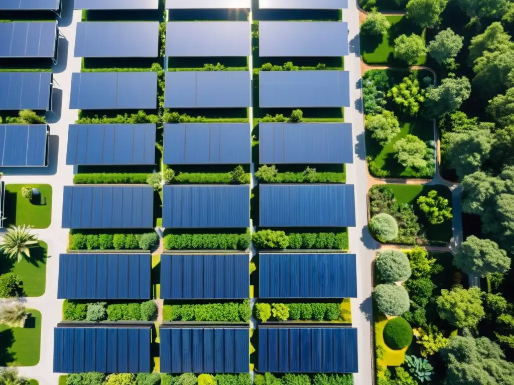 Proyecto solar comunitario sostenible: paneles solares relucientes en armonía con la naturaleza y la tecnología moderna