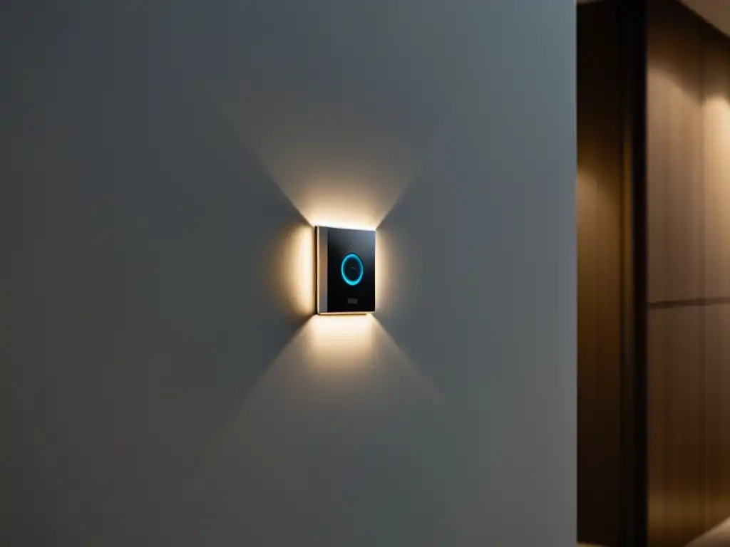 Sensores de movimiento para iluminación: interruptor de luz con diseño moderno en pasillo tenue