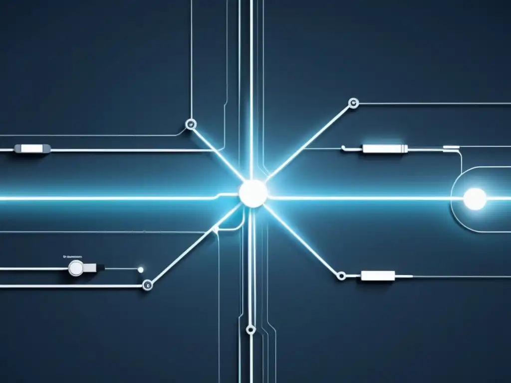 Un sistema eléctrico inteligente con integración de IA en una ilustración futurista minimalista