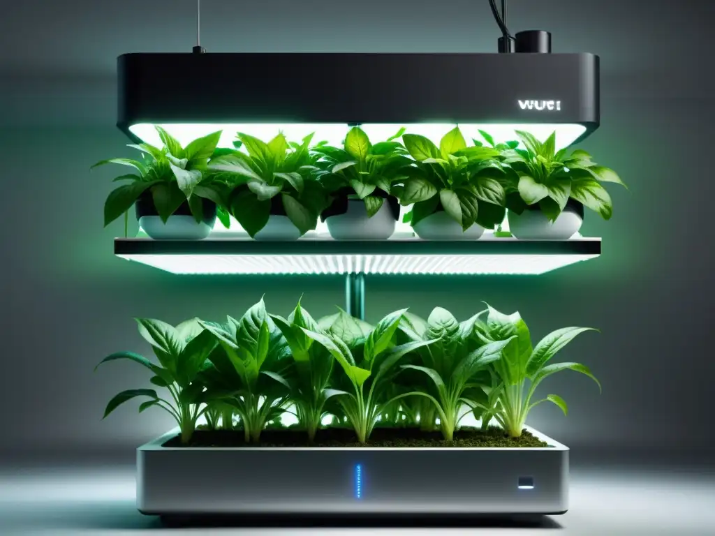 Un sistema hidropónico minimalista muestra la belleza de la hidroponía y acuaponía con plantas vibrantes y diseño elegante en 8k