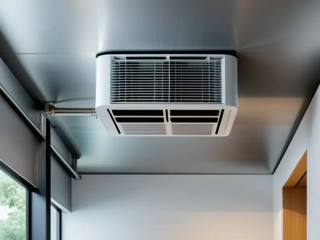 Sistema de climatización renovable sostenible de diseño moderno, eficiente y sofisticado en fondo blanco iluminado de forma natural