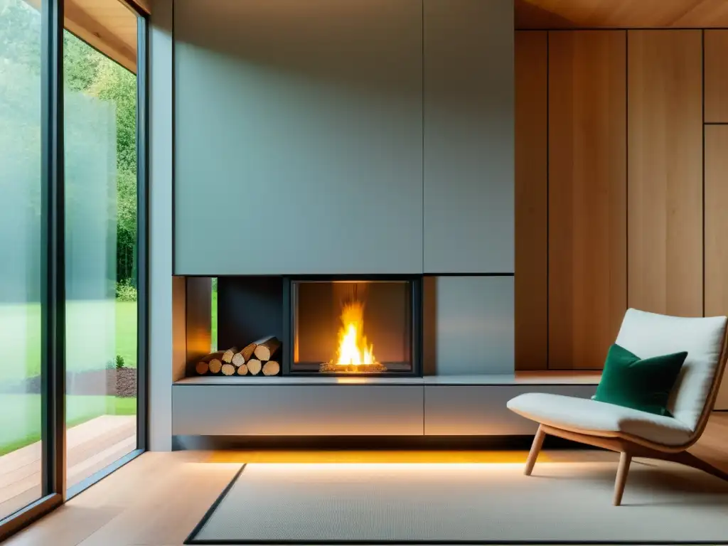 Sistema de calefacción a biomasa sostenible en una casa contemporánea, con diseño minimalista y ambiente ecofriendly iluminado por luz natural