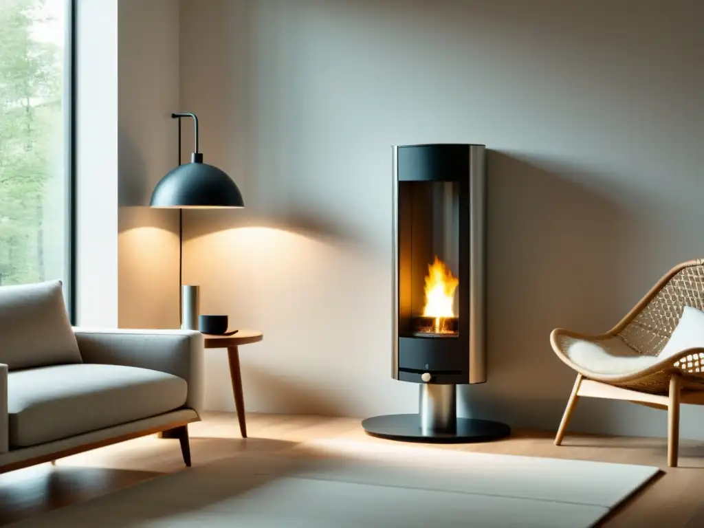 Sistema de calefacción sostenible: elegancia y eficiencia Un sistema de calefacción sostenible con diseño moderno y minimalista, reduciendo emisiones