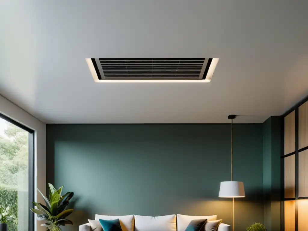 Sistemas de ventilación inteligente para hogar sostenible: Integración elegante en un interior moderno y sostenible, evocando sofisticación y ecología