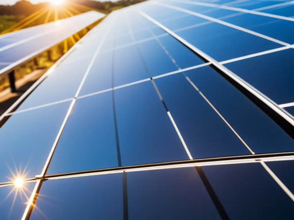 Innovación tecnológica en energía solar: una instalación de paneles solares de vanguardia, simétrica y futurista, capturando la esencia innovadora de la energía solar