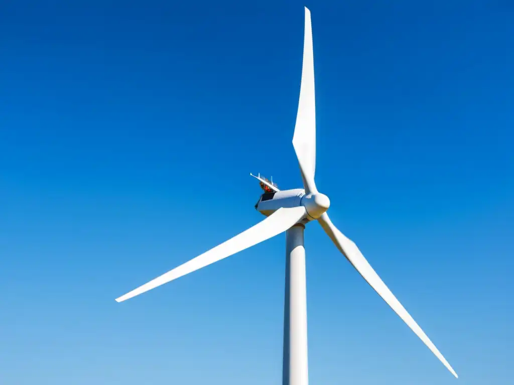 Una turbina eólica moderna en armonía con el cielo azul