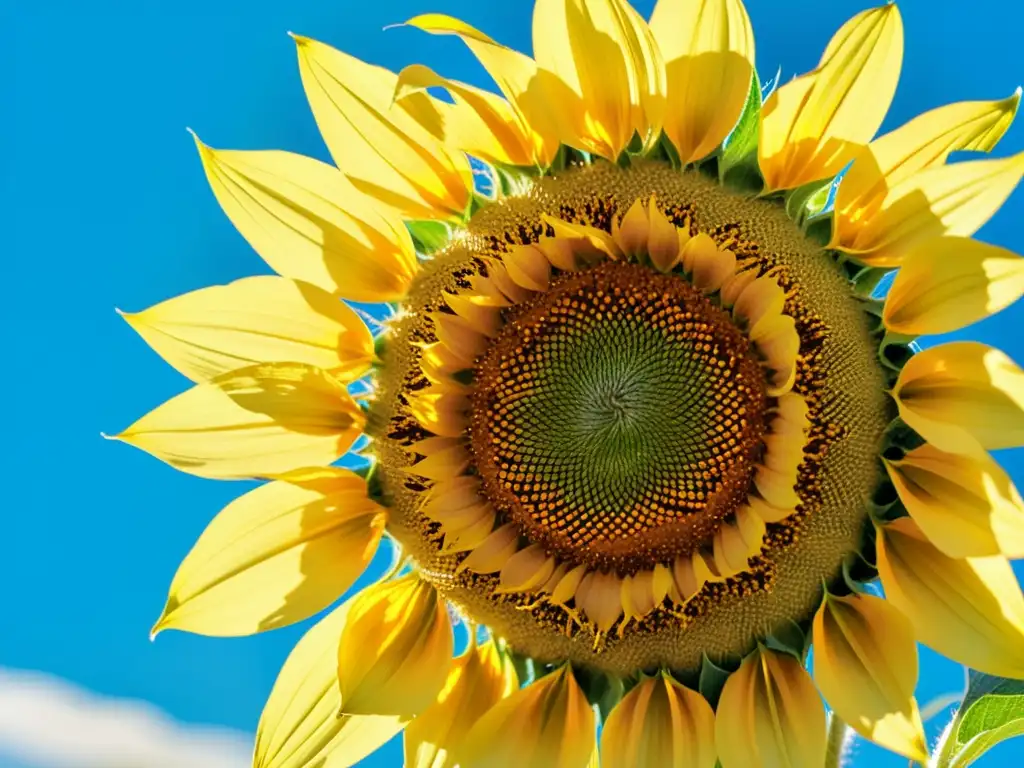 Vibrante girasol en primer plano con polinizadores y la importancia del jardín sostenible