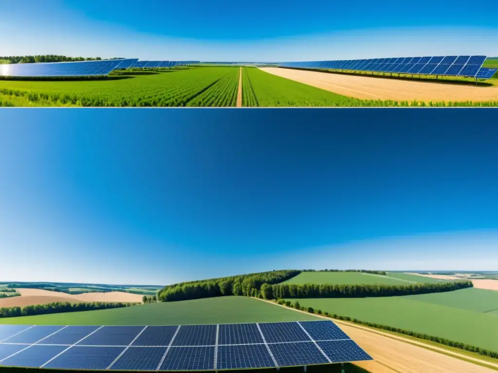 Vista panorámica de una extensa área de paneles solares en Alemania, bajo un cielo azul