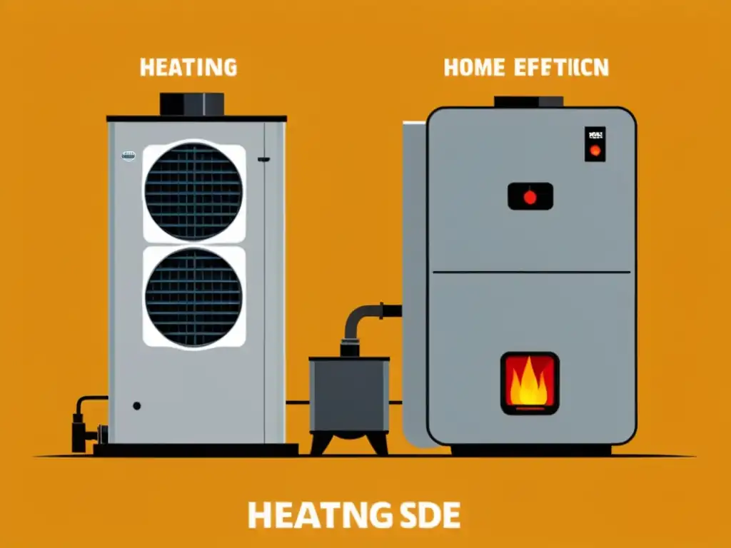 Comparación visual de sistemas de calefacción: bomba de calor vs